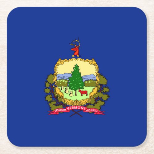 Vermont State Flag Design Square Paper Coaster