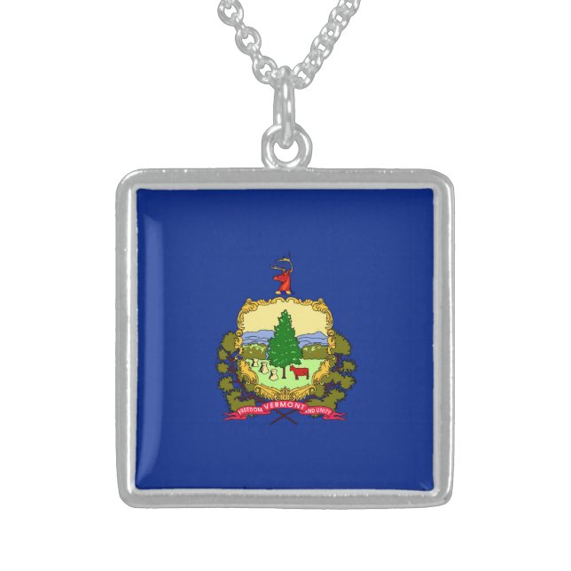 Vermont State Flag Design Sterling Silver Necklace (Front)