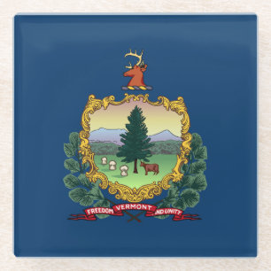 Vermont State Flag Glass Coaster