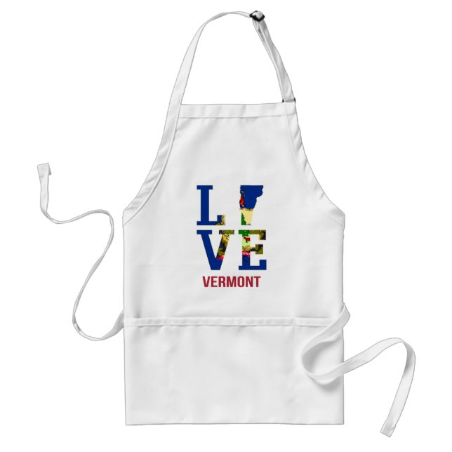Vermont State Flag Love Adult Apron (Front)