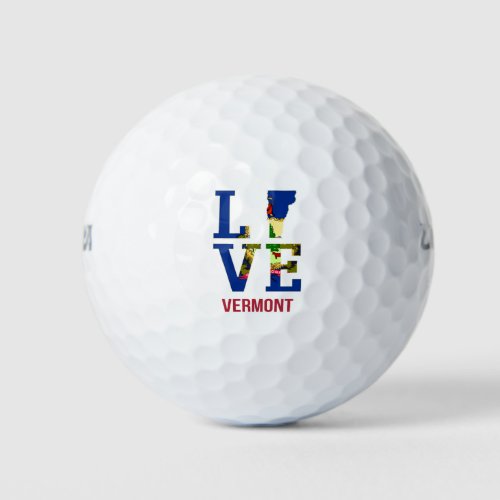 Vermont State Flag Love Golf Balls