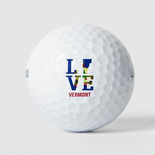 Vermont State Flag Love Golf Balls (Front)