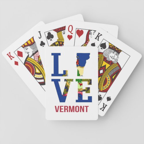 Vermont State Flag Love Playing Cards