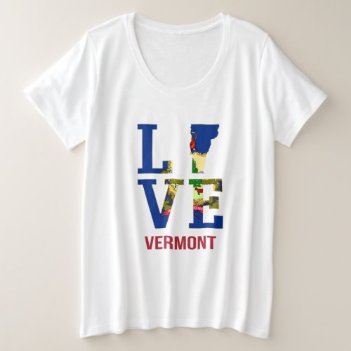 Vermont State Flag Love Plus Size T_Shirt