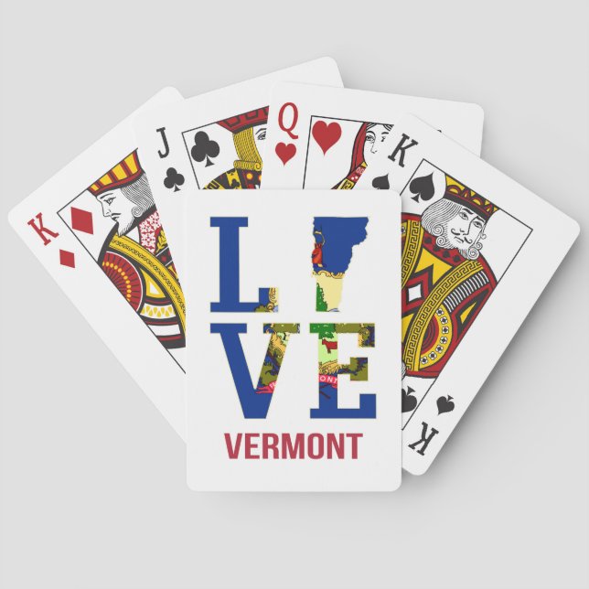 Vermont State Flag Love Poker Cards (Back)
