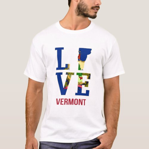 Vermont State Flag Love T_Shirt