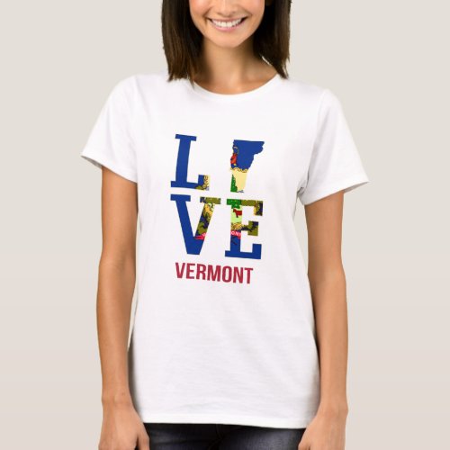 Vermont State Flag Love T_Shirt