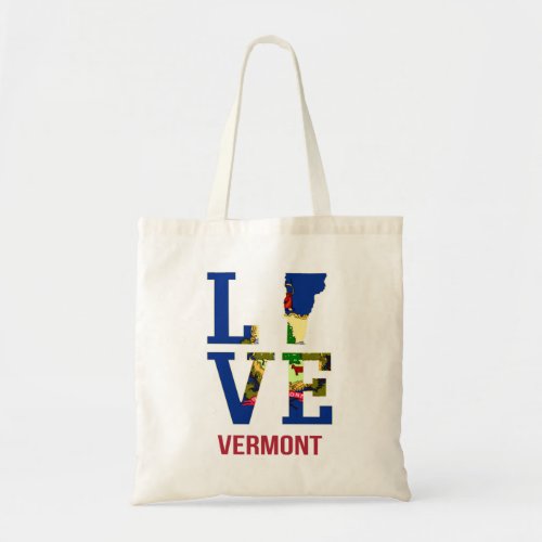 Vermont State Flag Love Tote Bag