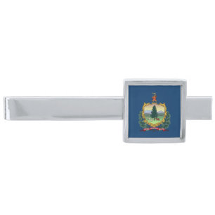 Vermont State Flag Silver Finish Tie Bar