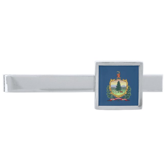 Vermont State Flag Silver Finish Tie Bar (Front)