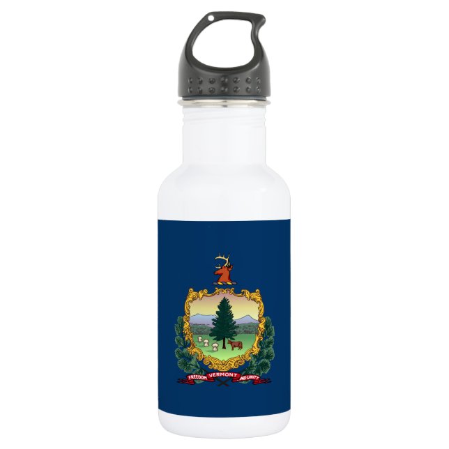 Vermont State Flag Stainless Steel Water Bottle (Front)