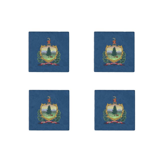Vermont State Flag Stone Magnet (Front)