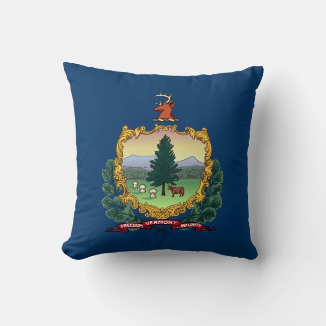 Vermont State Flag Throw Pillow (Front)