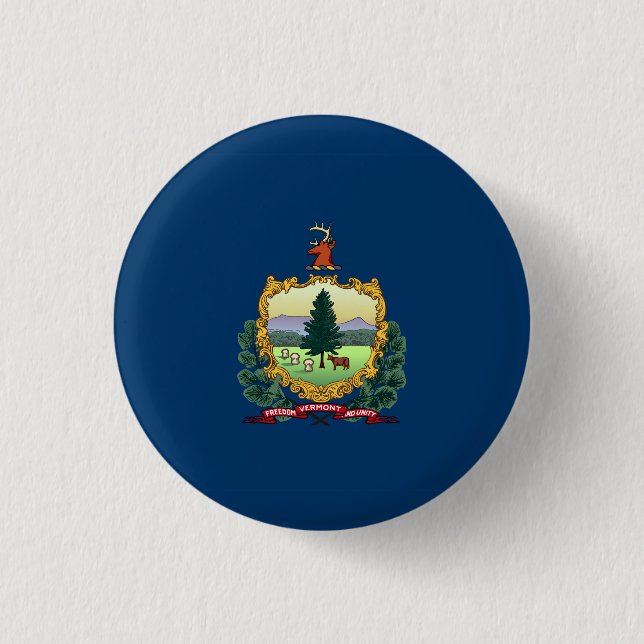 Vermont State Flag USA Button (Front)