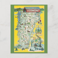 Vermont State Map Postcard