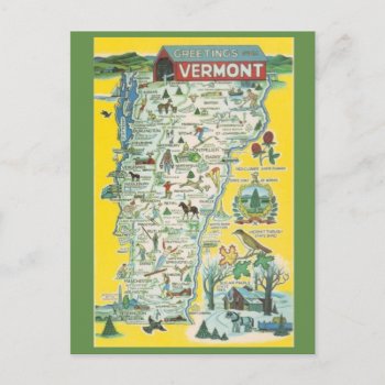Vermont State Map Postcard by normagolden at Zazzle