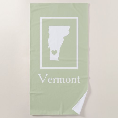 Vermont State Map with heart shape custom colors Beach Towel