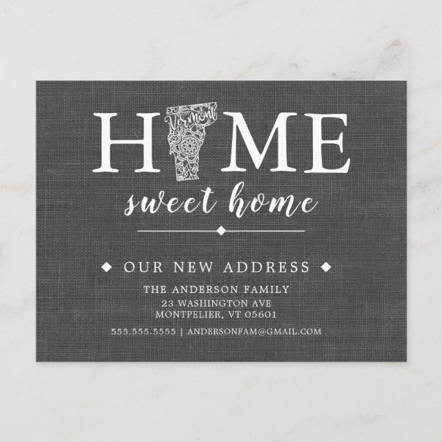 VERMONT State Moving Announcement Post Card (Front)