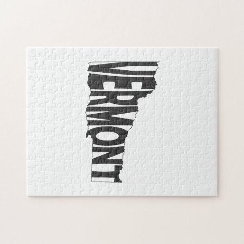 Vermont State Name Word Art Black Jigsaw Puzzle