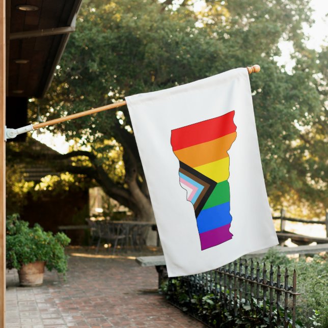 Vermont State Pride LGBTQ Progress Pride House Flag (In SItu)