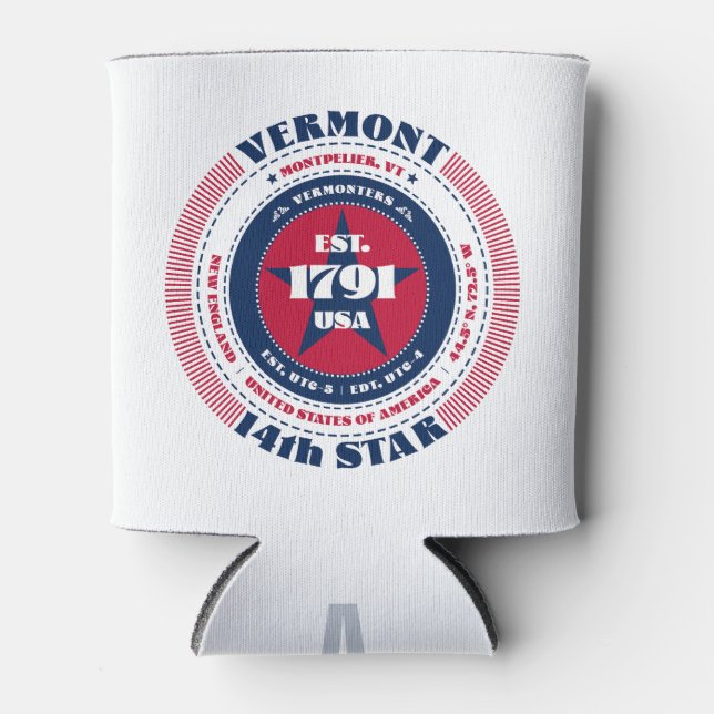 Vermont State Pride Monogram Cooler (Front)