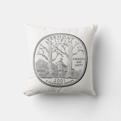 Vermont State Quarter Throw Pillow