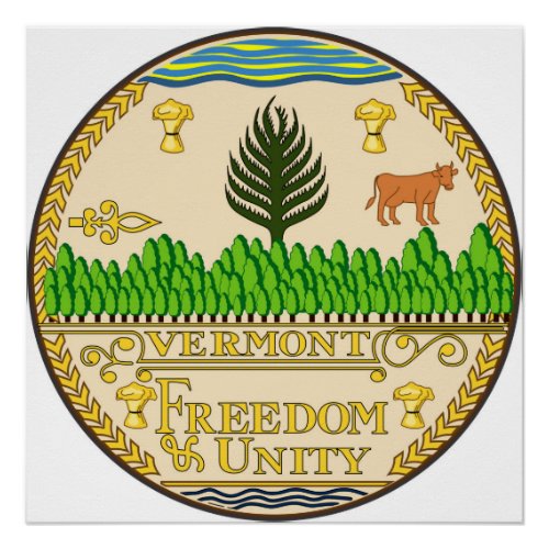 Vermont state seal america republic symbol flag us poster