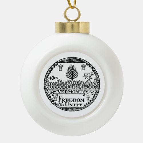 Vermont State Seal Ceramic Ball Christmas Ornament