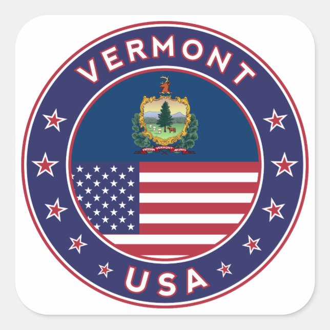 Vermont sticker, phone case, tote bag, wall clock square sticker (Front)