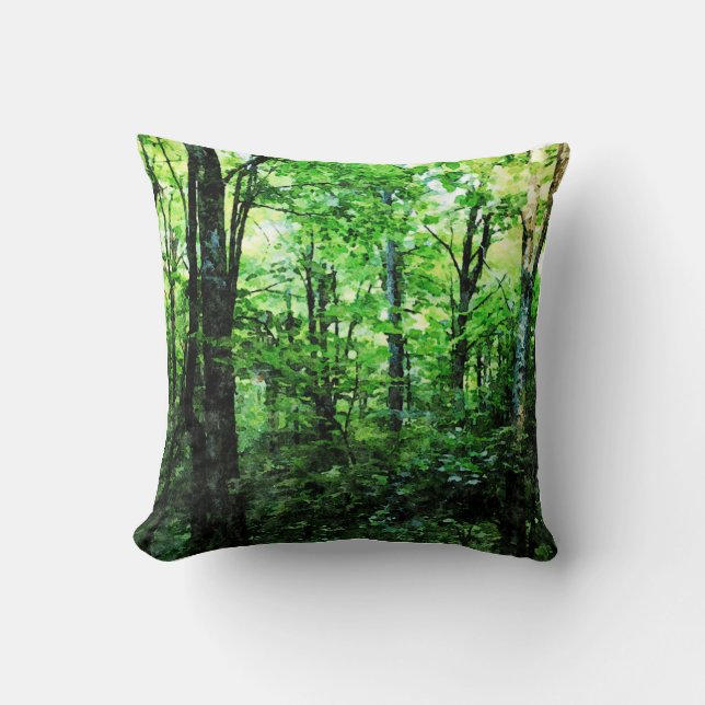 Vermont Summer Forest After Rain Throw Pillow (Front)