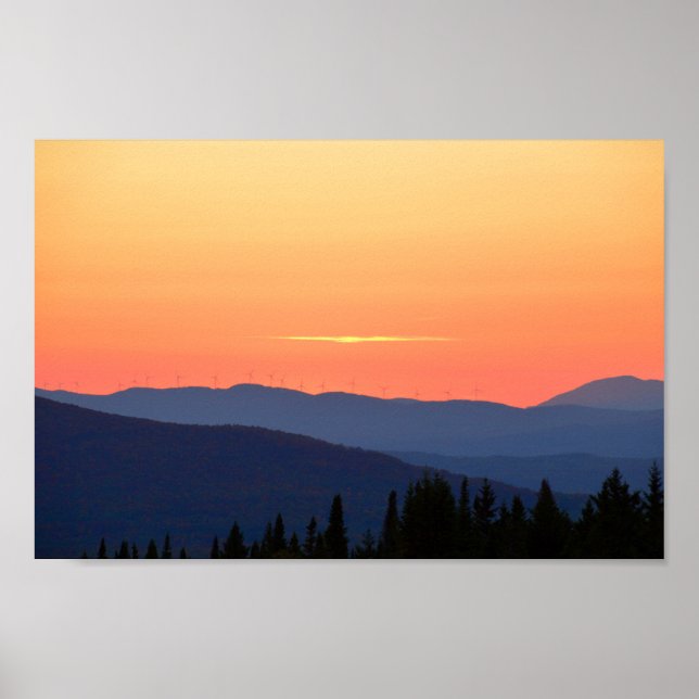 Vermont Sunset With Wind Turbines Poster (Front)