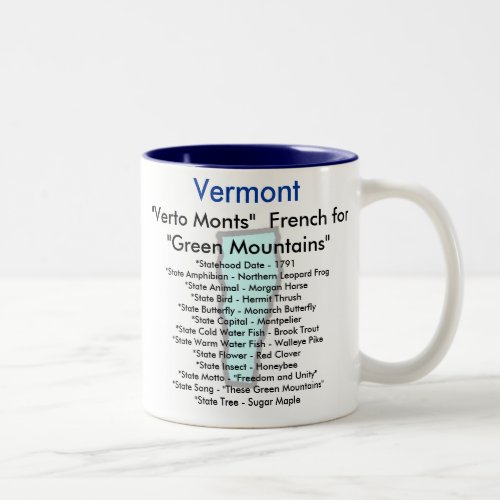 Vermont Symbols  Map Two_Tone Coffee Mug