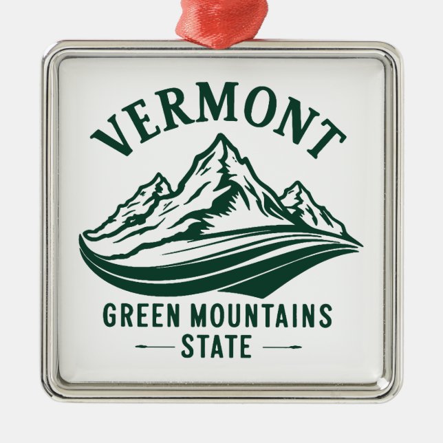 Vermont The Green Mountain State Metal Ornament (Front)