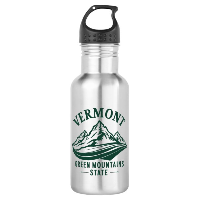 Vermont The Green Mountain State Stainless Steel Water Bottle (Front)