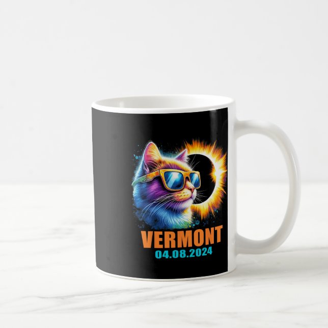 Vermont Total Solar Eclipse 2024 Cat Solar Eclipse Coffee Mug (Right)