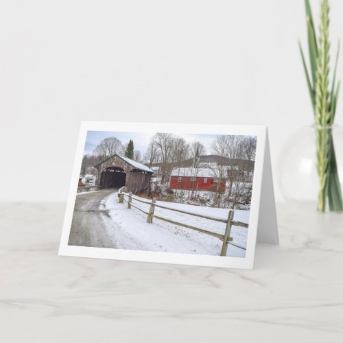 Vermont town winter scene card