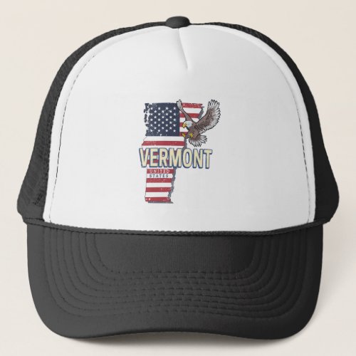 Vermont United States Retro State Map Vintage USA Trucker Hat