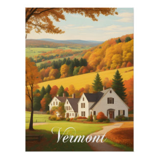 Vermont USA Autumn Scene Poster