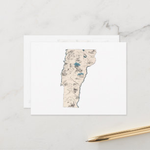 Vermont Vintage Picture Map Antique State Chart Postcard