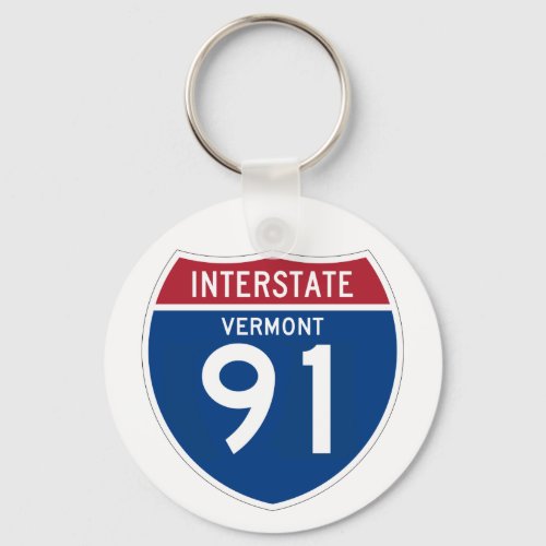Vermont VT I_91 Interstate Highway Shield _ Keychain