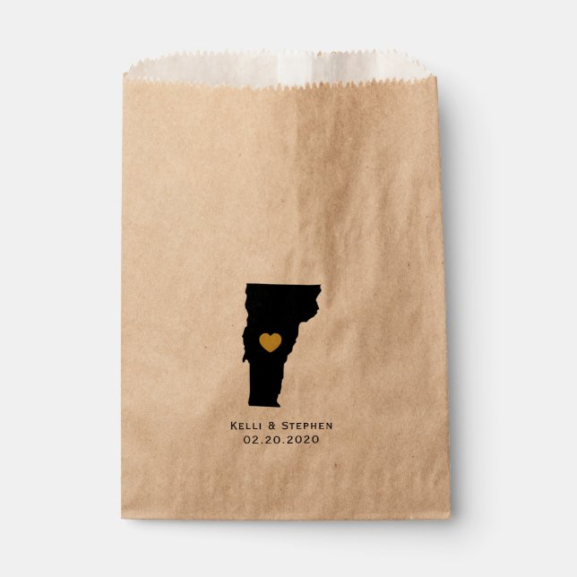Vermont Wedding Favor Treat Sacks, Gift Bags (Front)