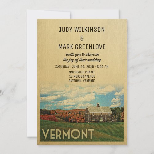 Vermont Wedding Invitation Vintage Mid_Century