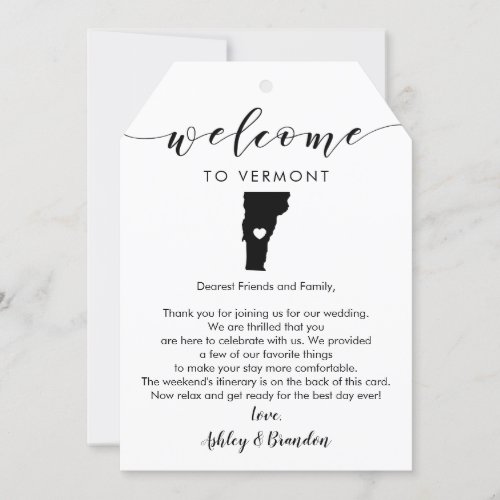 Vermont Wedding Welcome Tag Letter and Itinerary