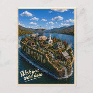 Vermont Wish You Were Here State Series Postcard