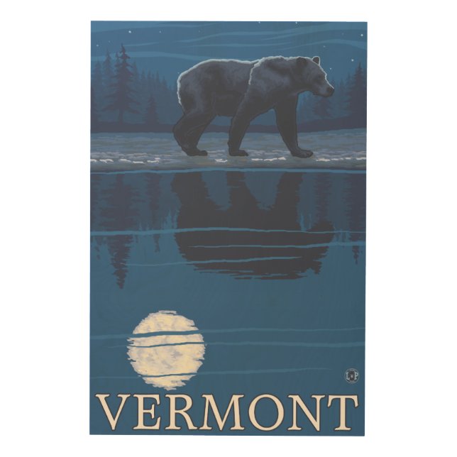 VermontBear in the Moonlight Wood Wall Decor (Front)