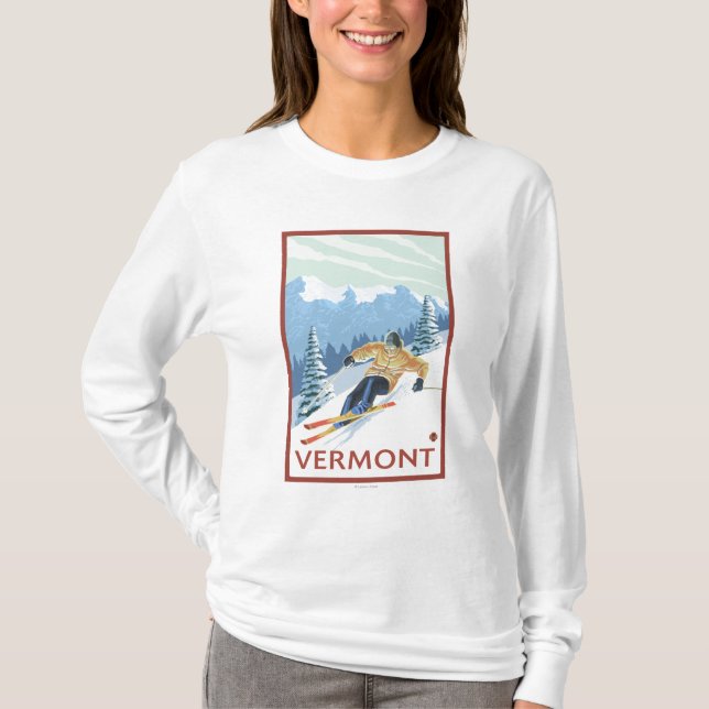 VermontDownhill Skier Scene T-Shirt (Front)