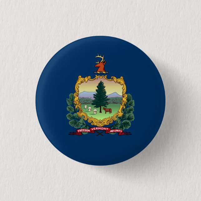 Vermonter Flag, Flag of Vermont Button (Front)