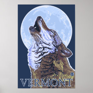 VermontHowling Wolf Poster