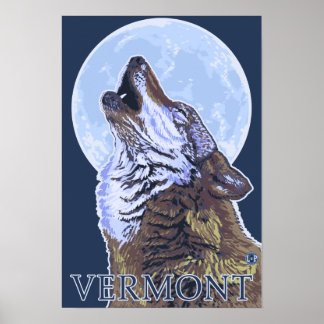 VermontHowling Wolf Poster