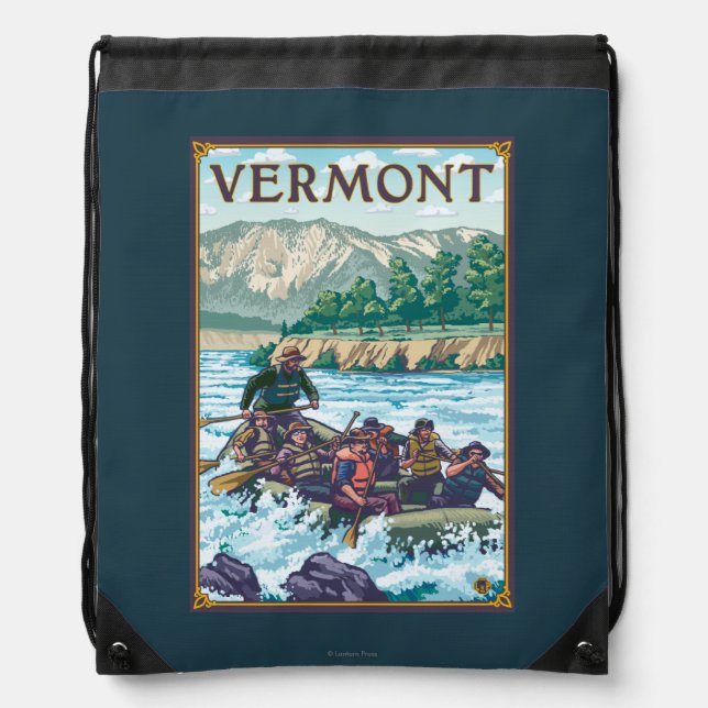 VermontRiver Rafting Scene Drawstring Bag (Front)